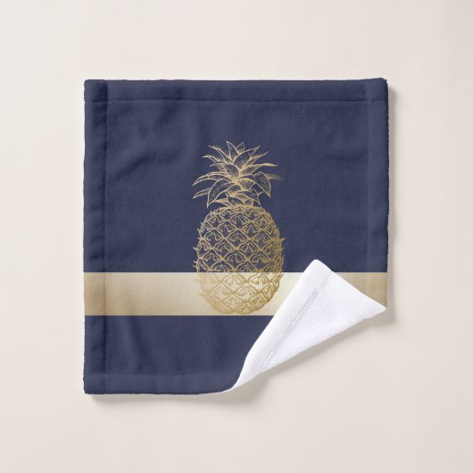 Goud anananas, Stripe-gepersonaliseerd Bad Handdoek (Wasdoekje)