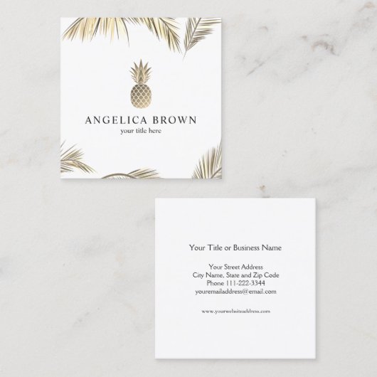 Goud anananas - Tropisch Visitekaartje (Voorkant / Achterkant)