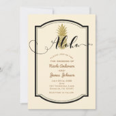 Goud anananascrème en zwart tropisch huwelijk kaart (Voorkant)