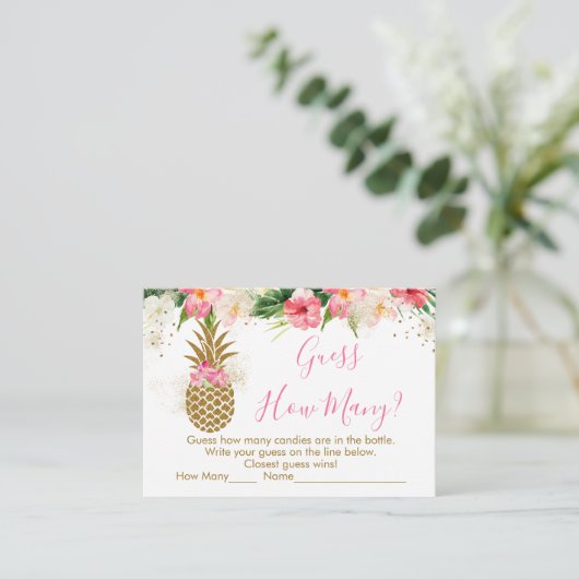 Goud anananasmeel raad eens hoeveel schoeisel er i informatiekaartje (Staand voorkant)