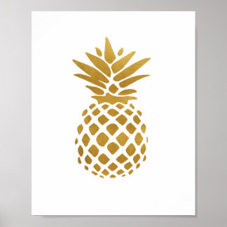 Goud ananas - Kunstafdrukken Poster