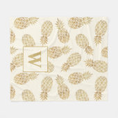 Goud ananas op ivoorMonogram Fleece Deken (Voorkant (Horizontaal))