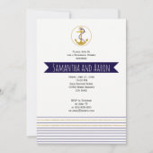 Goud anker nautische trouwrepetitie diner kaart (Voorkant)