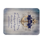 Goud Anker Navy Nautical Beach Save the Date Magneet (Horizontaal)