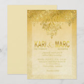 Goud & Antiek Ivoor Gatsby Glitter Flourish Kaart (Voorkant / Achterkant)