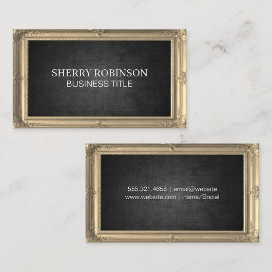 Goud Antiek Lijst | Donkere textuur Visitekaartje (Voorkant / Achterkant)