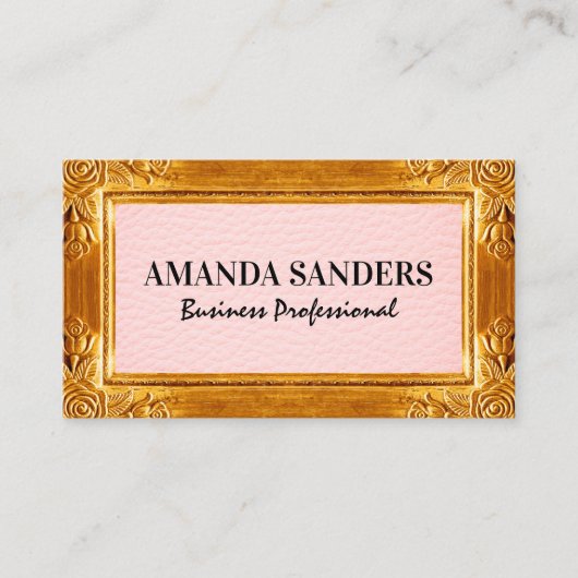 Goud Antiek Lijst | Leder Visitekaartje (Voorkant)