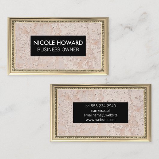 Goud Antiek Lijst | Wandgrungetextuur Visitekaartje (Voorkant / Achterkant)