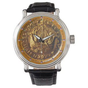 GOUD ANTIEK SCHIP, GALLEON MUNT Wax Seal Horloge