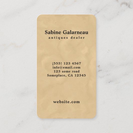 Goud Antiek Skelet Key Antieke Dealer Visitekaartje (Achterkant)