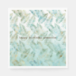 Goud Aqua Groen Tropisch Loof Servet