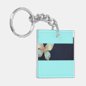  Goud & Aqua Vlinder Acryl Sleutelhanger (Voorkant Links)