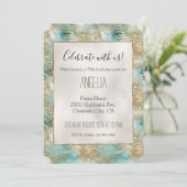 Goud Aqua Wit Tropische Bladeren Kaart (Staand voorkant)