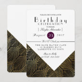 Goud Art Deco 1920's | Verjaardagsfeestje Uitnodig Kaart (Voorkant / Achterkant)