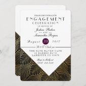 Goud Art Deco 1920's | Verlovingsfeest Uitnodigen Kaart (Voorkant / Achterkant)