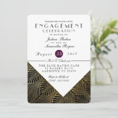 Goud Art Deco 1920's | Verlovingsfeest Uitnodigen Kaart (Staand voorkant)