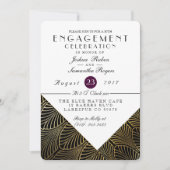 Goud Art Deco 1920's | Verlovingsfeest Uitnodigen Kaart (Voorkant)