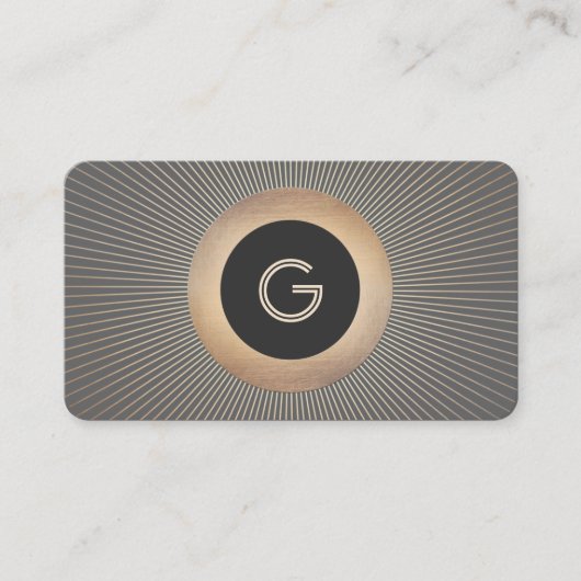 Goud Art Deco Glamoureus Chic Monogram Visitekaartje (Voorkant)