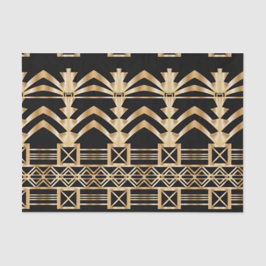 Goud, art deco, nouveau, zwart, , patroon, chic tissuepapier (Voorkant)