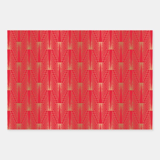 Goud art-decopatroon, aangepaste achtergrond inpakpapier vel (Voorkant 3)