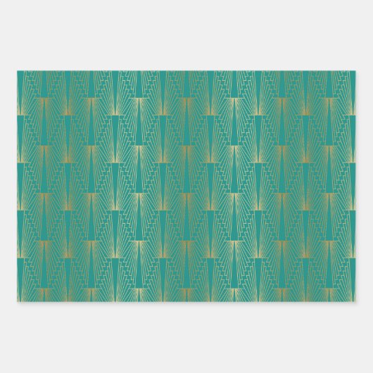 Goud art-decopatroon, aangepaste achtergrond inpakpapier vel (Voorkant 2)