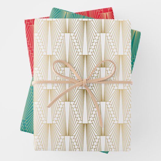 Goud art-decopatroon, aangepaste achtergrond inpakpapier vel (In situ)