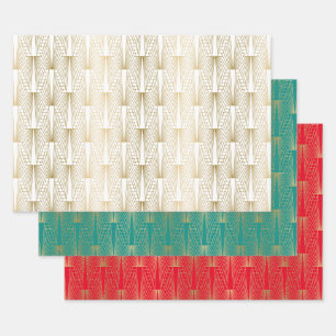 Goud art-decopatroon, aangepaste achtergrond inpakpapier vel