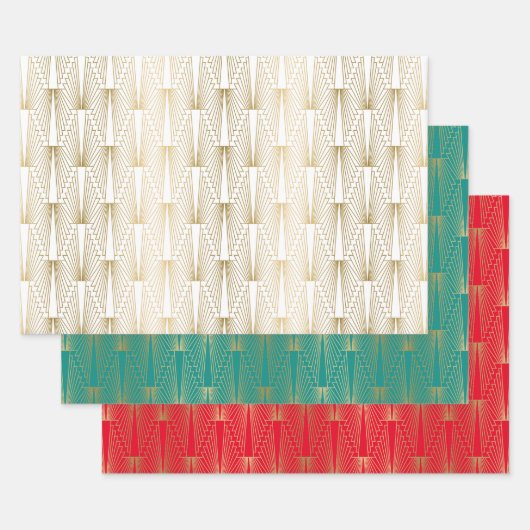 Goud art-decopatroon, aangepaste achtergrond inpakpapier vel (Set)