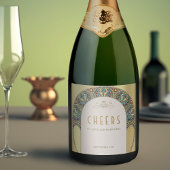 Goud  Art Nouveau Mucha Mousserende Wijnlabel Sparkling Wijnetiket