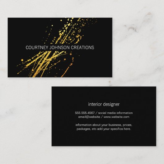 Goud artistiek expressief visitekaartje (Voorkant / Achterkant)