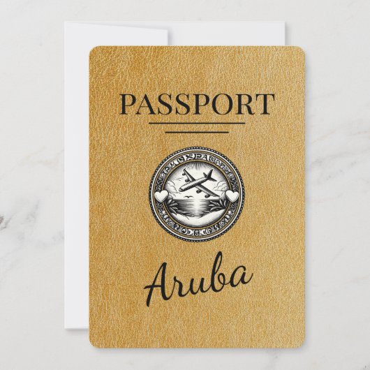 Goud Aruba paspoort Bewaar de datum Save The Date (Voorkant)