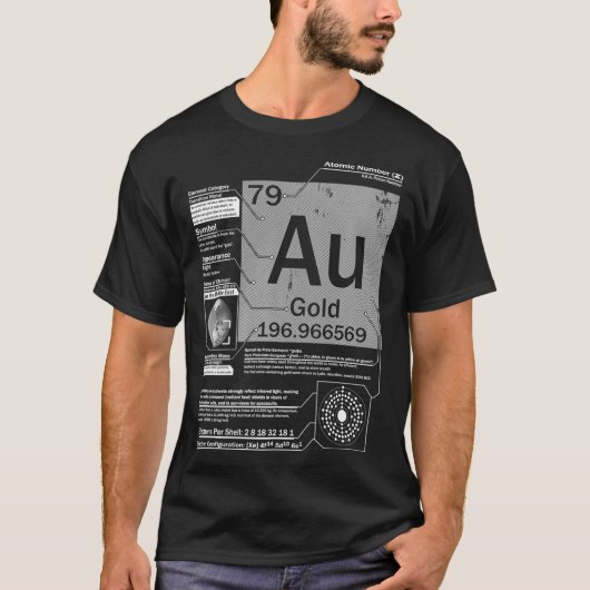 Goud AU-element atoomnummer 79 Wetenschap T-shirt (Voorkant)