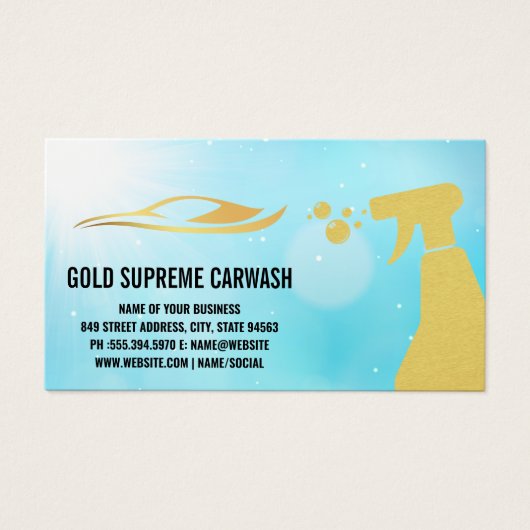 Goud, automatische Logo en spuitfles Visitekaartje (Voorkant)