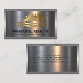 Goud Autowas Logo | Geborsteld Aluminium Metaal Visitekaartje (Voorkant / Achterkant)