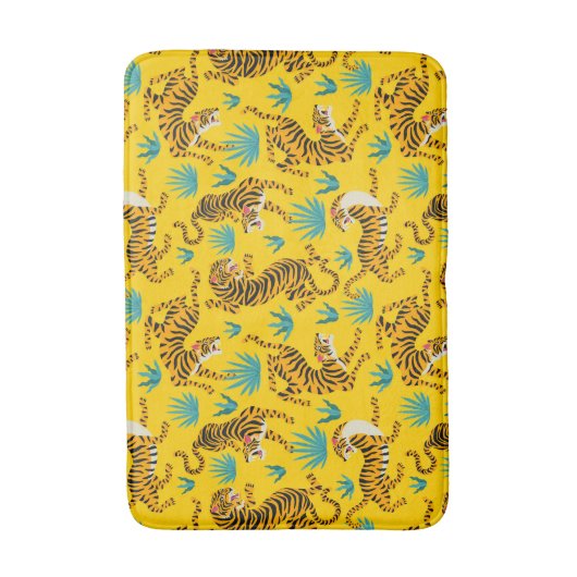 Goud Aziatisch Tijger Patroon Badmat (Voorkant Verticaal)