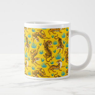 Goud Aziatisch Tijger Patroon Grote Koffiekop