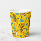 Goud Aziatisch Tijger Patroon Papieren Bekers (Achterkant)