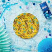 Goud Aziatisch Tijger Patroon Papieren Bordje (Feest)