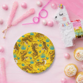 Goud Aziatisch Tijger Patroon Papieren Bordje (Feest)