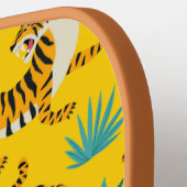 Goud Aziatisch Tijger Patroon Pickleball Paddle (Links Detail)