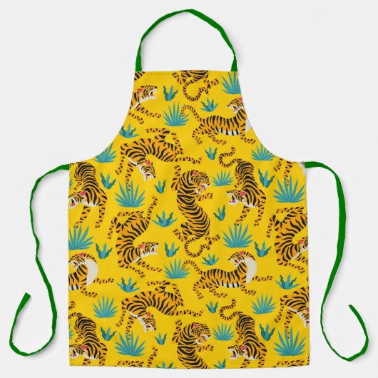 Goud Aziatisch Tijger Patroon Schort (Voorkant)