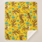 Goud Aziatisch Tijger Patroon Sherpa Deken (Voorkant)