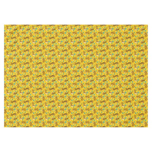 Goud Aziatisch Tijger Patroon Tafelkleed (Voorkant (Horizontaal))