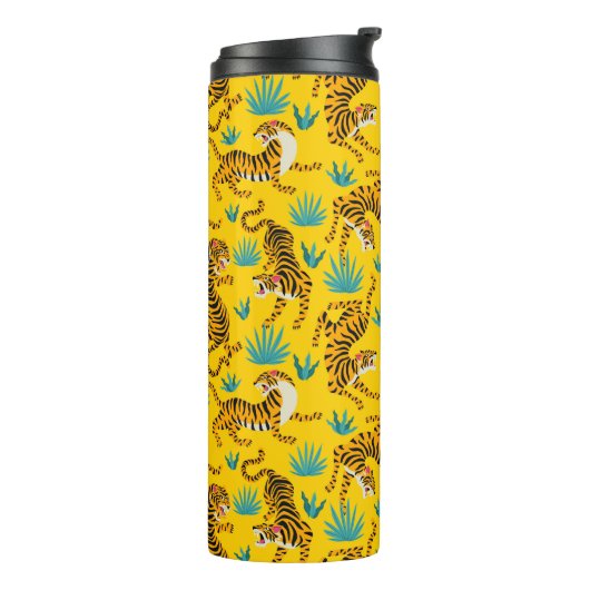 Goud Aziatisch Tijger Patroon Thermosbeker (Gedraaid links)