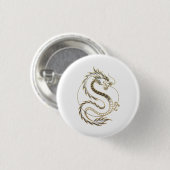Goud Azië Draak Ronde Button 3,2 Cm (Voorkant /achterkant)