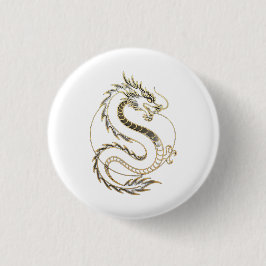 Goud Azië Draak Ronde Button 3,2 Cm