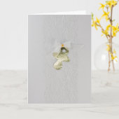 Goud-baby-pacifier personaliseren met witte boog kaart (Gele Bloem)