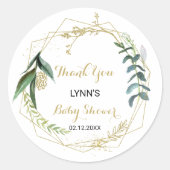  Goud Baby shower Dank u Ronde Sticker (Voorkant)