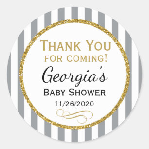 Goud Baby shower Hartelijk dank voor uw voordelige Ronde Sticker