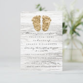 Goud Baby shower Voet Hout Rustiljongen Kaart (Staand voorkant)